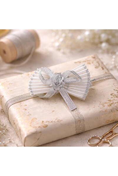 PIRISA 10 bucăți de panglică cu fundă pentru decorare, culoare crem, organiza...