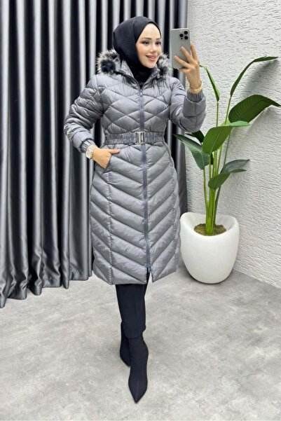 Kalemen Moda Royal Quilted Puffer Jacket 4033 Gray