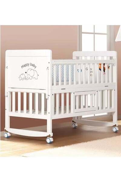 Baby Star Wooden Baby Bed with Adjustable Storage