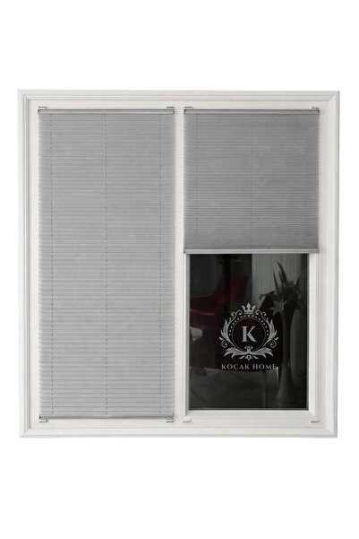KOÇAK HOME Açık Gri Katlanır Cam Balkon Plise Perde – Ofis & Ev Kullanım – Vi...