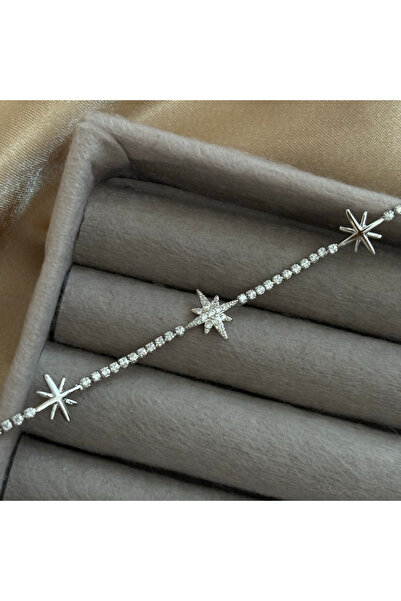 olvera shine 316L Steel/Zircon Stone/Silver Star Bracelet/Does Not Tarnish