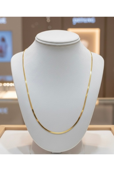 Gulsah's Store قلادة إيطالية طويلة رفيعة من الفولاذ الذهبي بسمك 1 مم