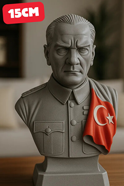 Genç 3D Mustafa Kemal Atatürk Büstü | Dekoratif Atatürk Heykeli | Masa, Raf v...