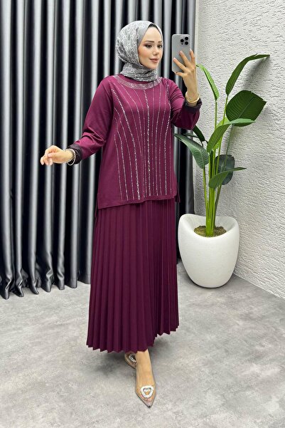 Kalemen Moda Zümra Etekli Takım 3423 Bordo