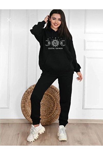 LELVANİ Hooded Tracksuit Set with the Written Pattern Printing of'Celestial -...