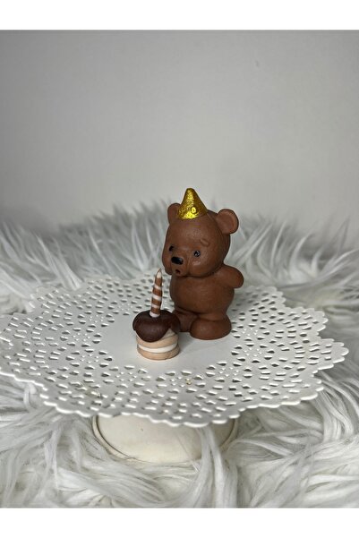 Marka Mini mum üfleyen ayıcık figürlü pasta süsü
