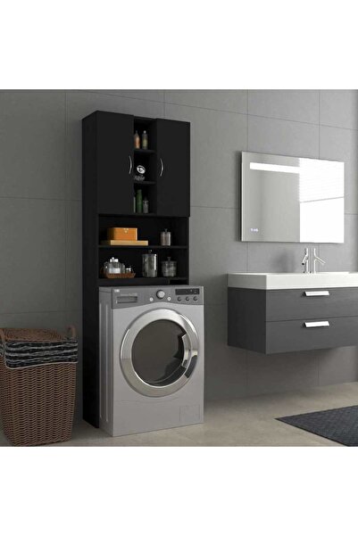 vidaxl Washing Machine Cabinet Black 64x25.5x190 cm