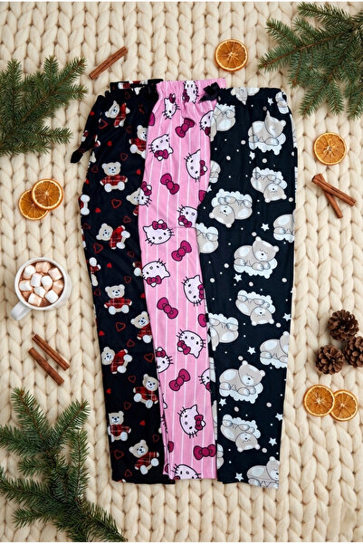 MODA YILDIZ Set de pijamale din 3 piese din piele intoarsa moale pentru femei...