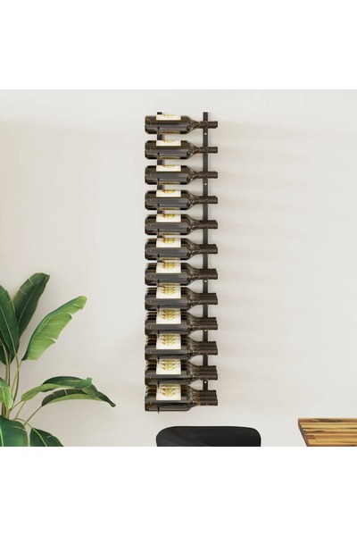 vidaxl رف نبيذ جداري يتسع لـ 36 زجاجة، مصنوع من الحديد الأسود