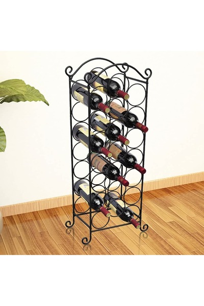 vidaxl رف معدني للنبيذ يتسع لـ 21 زجاجة