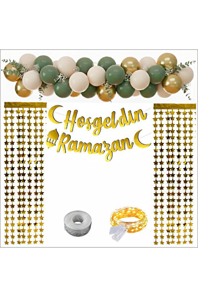 ZENVİVA 35 Piece Welcome Ramadan Decoration Set with Star Curtain