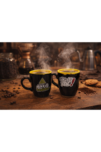 seymenbıçakçılık Set of 2 Written Mugs |   Ceramic Coffee Cup with Fun Design