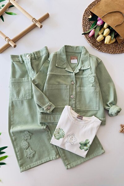 Minigimin Cicileri My Little Girl's 3-Piece Set with Stone Pocket Detail and ...