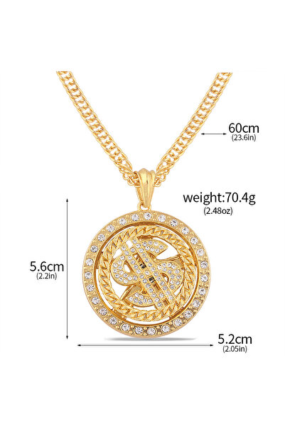 Choice قلادة رجالية N00754-01 ذهبية اللون على شكل علامة الدولار مع سلسلة كوبي...