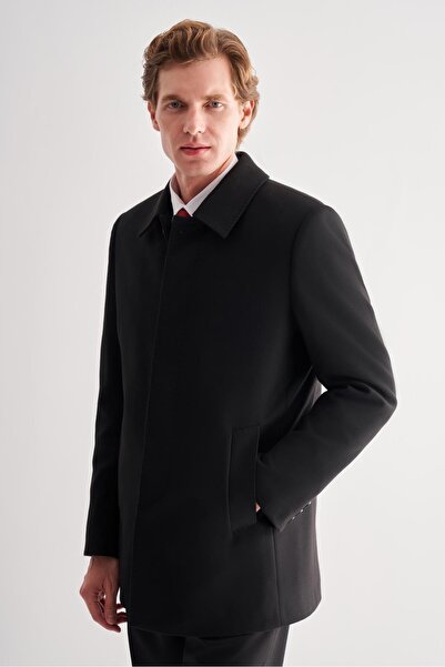 İmza Black Cashmere Peter Pan collar Quilted Lining Comfort Fit Comfortable C...