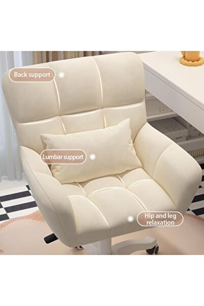 Arabest كرسي مكتب منزلي من الفلانيل مع وسادة للظهر، كرسي كمبيوتر قابل للدوران...