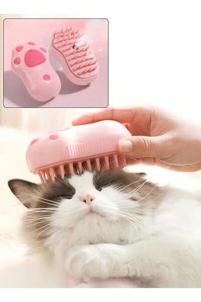 DOMEET 3 In1 Cat Hair Steam Brush, Pet Electric Hair removal Massage Brush