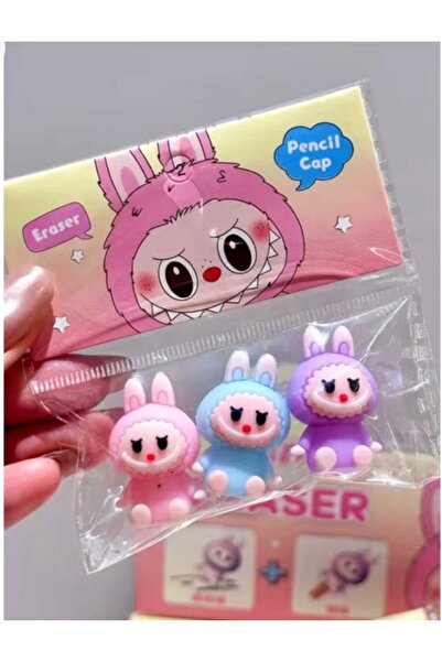CEPHOME Labubu Figürlü Silgi ve Kalem Başlığı Seti (3’lü) – Sevimli Kalem Süs...