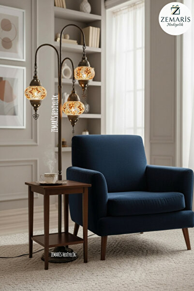 ZEM ARİS HEDİYELİK El Yapımı Otantik Mozaik Dekoratif Kollu Lambader