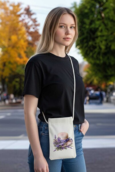 Malika LAVANTA TELEFON ÇANTASI, Bez Çanta, Omuz Çantası, ,Baskılı Çanta,Kanva...