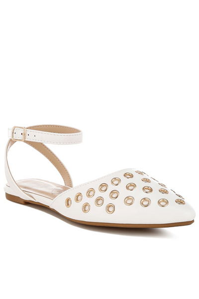 london Rag Women Eyelet Detail Flat Sandals in White