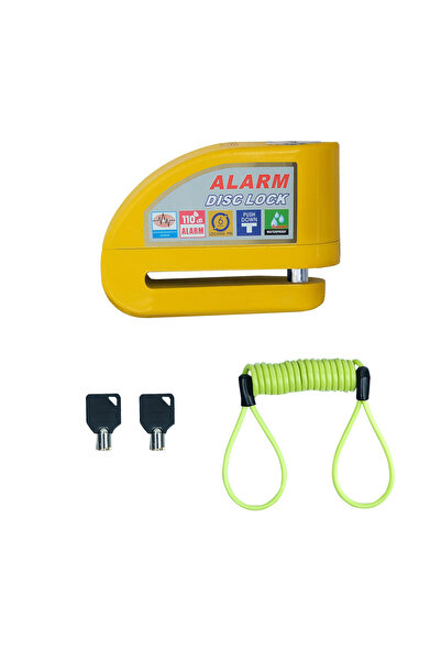 GP KOMPOZİT DSK004 Universal Alarmlı Motosiklet Disk Kilidi Sarı