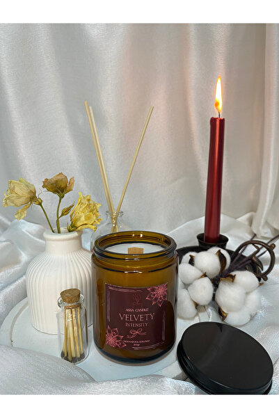 ASSA MUM ATÖLYESİ Kadifemsi Kokulu Amber Renkli Cam Kavanoz Doğal Soya Mum
