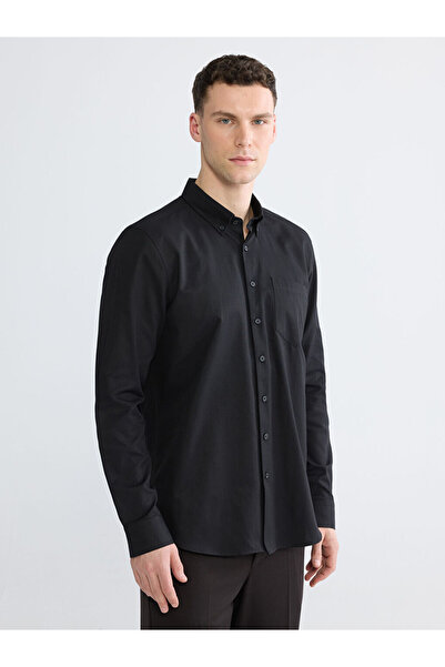 LC Waikiki Ανδρικό πουκάμισο GiyÇık Store den Black Regular Fit Dobby