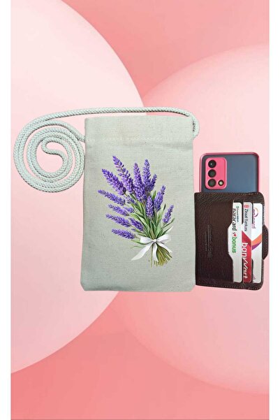 Malika LAVANTA DEMETİ TELEFON ÇANTASI, Bez Çanta, Omuz Çantası, ,Baskılı Çant...