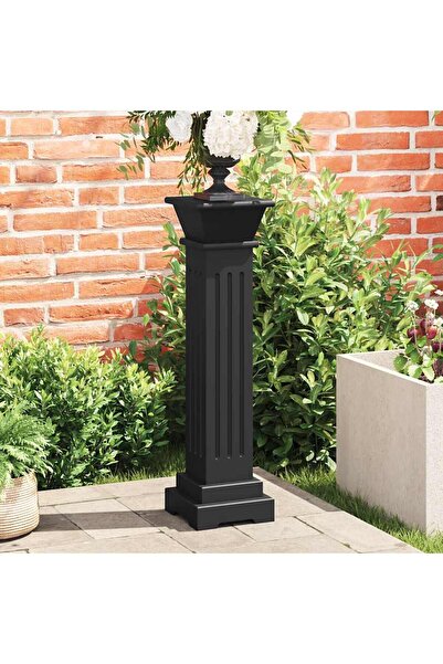 vidaxl Classic Square Pillar Plant Stand Black 17x17x66 cm MDF