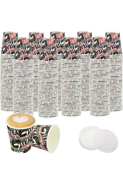 Genericc Swift The Black 6.5 oz Paper Cups with Lid for Hot and Cold Drinks
