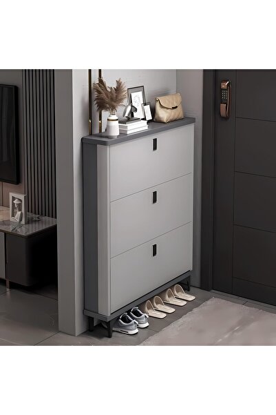 sharpdo 3-Tier Large-Capacity Flip-Down Shoe Cabinet with Removable Shelves