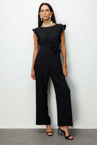 Mi Pret a Porter Mi Kolları Fırfırlı Beli Kuşaklı Tulum