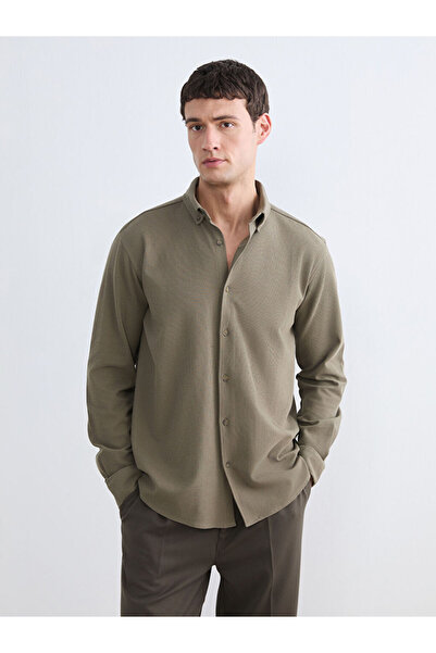 LC Waikiki Cămașă pentru bărbați kaki slim fit