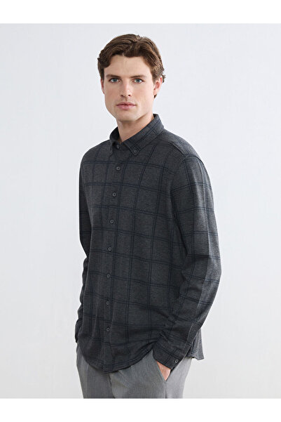 LC Waikiki Gray Regular Fit Plaid Men's Shirt