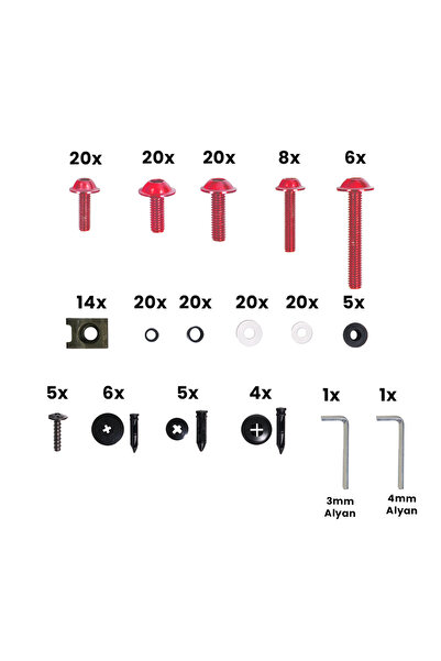 GP KOMPOZİT Universal 195 Parça Racing Motosiklet Kaporta Grenaj Vida Seti Kı...