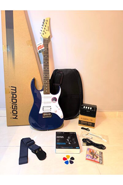 Madison Meg-Bl Firil Müzik Hss Elektro Gitar Seti (Şarjlı Amfi + Kulaklık + F...