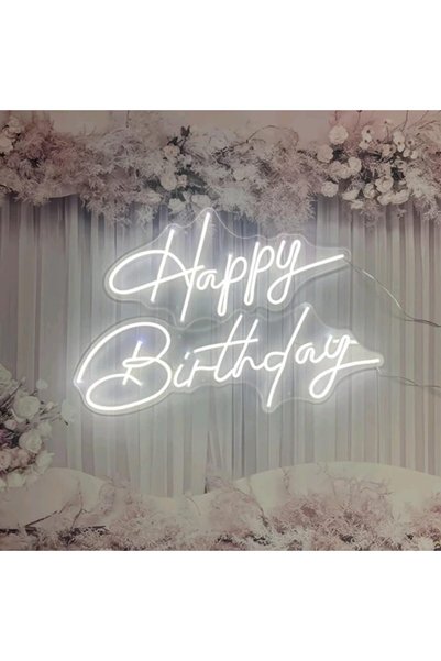 Slasa Happy Birthday Neon Sign 25x55 cm LED Light with 6 mm Acrylic Base Birthday Party Decor