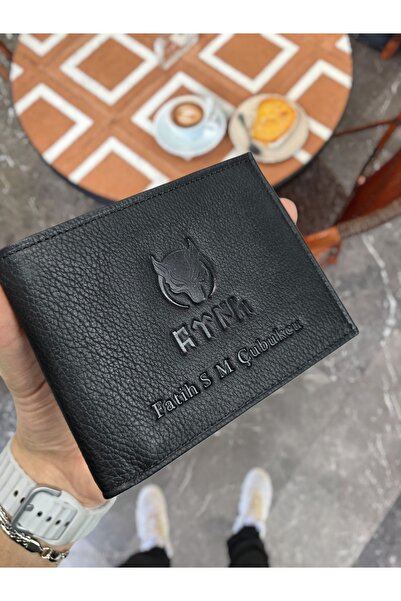 Visso leather Visso 262 Sandra Hakiki Deri Siyah Renk Çift Kimlik Bölmeli Kla...