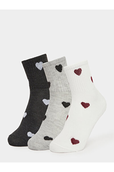 Styli Pack of 3 - Heart Print Quarter Socks