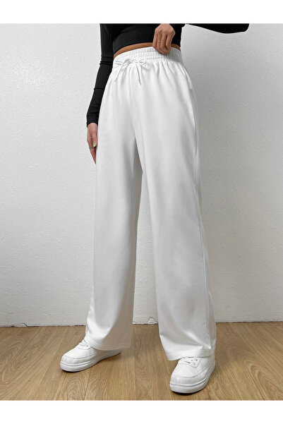 Take Two By Styli Women White Drawstring Elastic Waist Pants