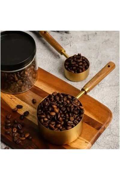 CEPHOME Wooden Handle Metal Measuring Cup Set of 4 – 1/4, 1/3, 1/2 and 1 Cup ...