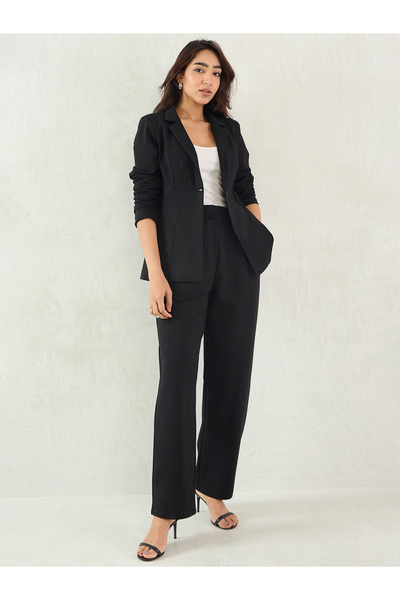 Femmella By Styli Women Black Wide Leg Trousers