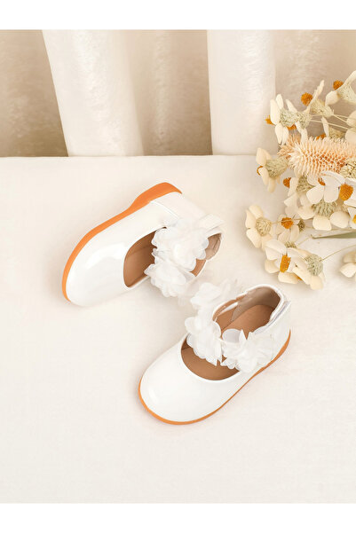 Take Two By Styli Girls White Flower Flat Ballerina Shoes