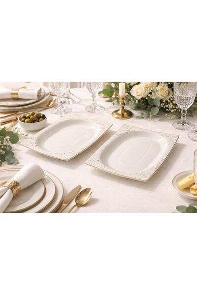 Kütahya Porselen Bone Mare 2-Piece Kayak Plate Set 33 cm