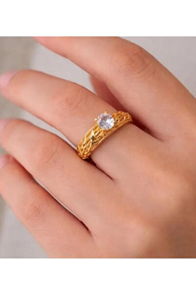 Store خاتم نسائي فاخر مقاس 17 من الفولاذ المقاوم للصدأ بنمط سلة محبوكة مرصع ب...