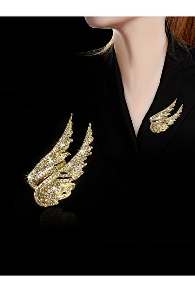 Take Two By Styli Wing Shaped Rhinestone Embellished Brooch
