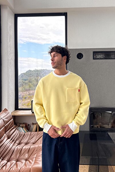 Flaw Wear Front Pocket Detail Sweatshirt Yellow