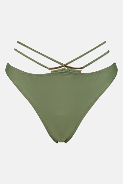 Missguided Women Solid Tie Waist Bikini Bottom, Olive