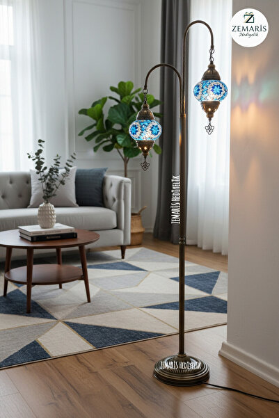 ZEM ARİS HEDİYELİK El Yapımı Otantik Mozaik Dekoratif Kollu Lambader 2 li